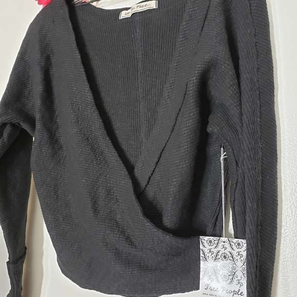 Free People Lupine Wrap Ribbed Jersey Tee Top Thermal Knit Bohemian Spring - Picture 7 of 16